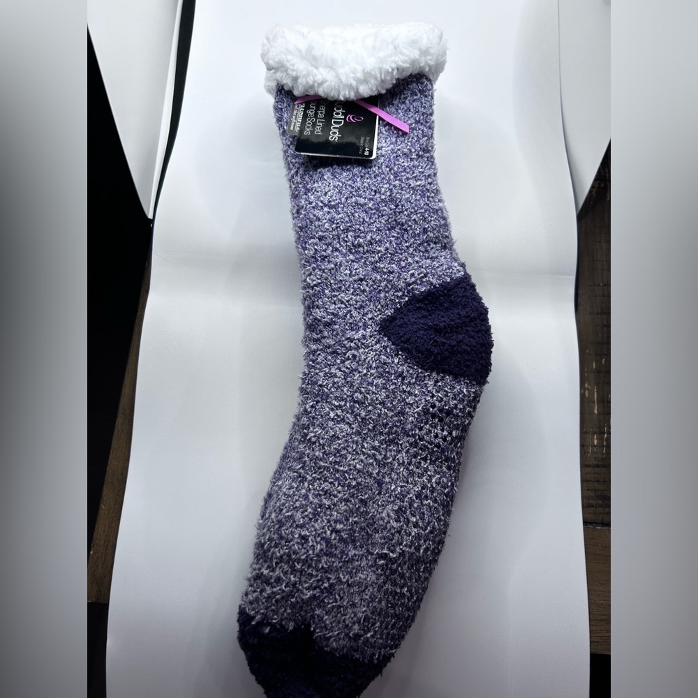 Cuddl Duds Sherpa Lined Lounge Socks with Plushfill in Purple NWT
